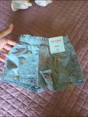 Cat & Jack Sky Blue Embroidered Floral Shorts - Girls